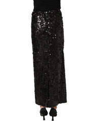 Dolce & Gabbana Black Sequin High Waist Pencil Midi Skirt - IT48|XXL
