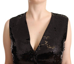 Dolce & Gabbana Black Sequin V-Neck Sleeveless Vest Tank Top - IT48|XXL - Tank Tops