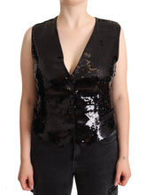 Dolce & Gabbana Black Sequin V-Neck Sleeveless Vest Tank Top - IT48|XXL - Tank Tops