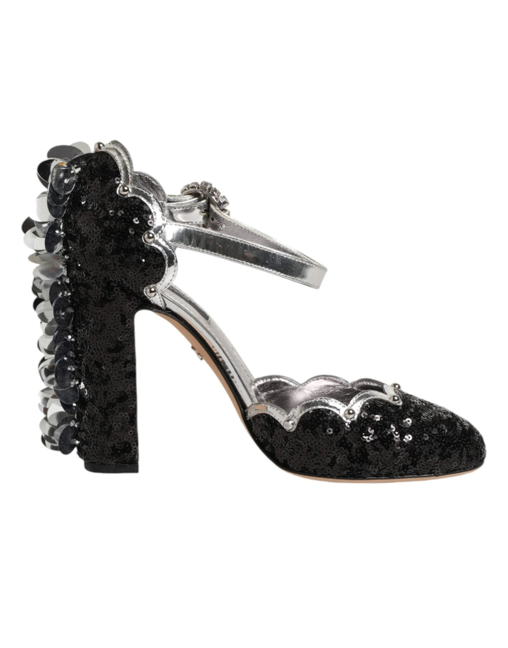 Dolce & Gabbana Black Sequined Ankle Strap Sandals Shoes