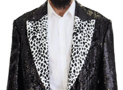Dolce & Gabbana Black Sequined Cow Pattern Nylon Blazer - IT48 | M - Sport Jackets