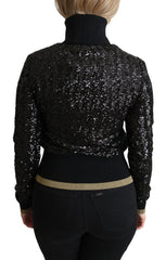 Dolce & Gabbana Black Sequined Knitted Turtle Neck Sweater - IT38|XS - Sweaters
