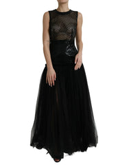 Dolce & Gabbana Black Sequined Sleeveless Mesh Layered Gown Dress - IT36|XXS - Dresses