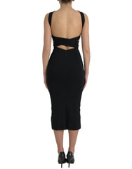 Dolce & Gabbana Black Sheath Halter Sleeveless Midi Dress - Dresses