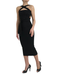 Dolce & Gabbana Black Sheath Halter Sleeveless Midi Dress - Dresses