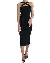 Dolce & Gabbana Black Sheath Halter Sleeveless Midi Dress - Dresses