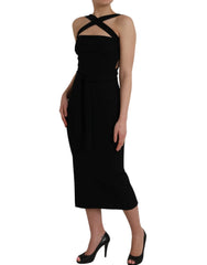 Dolce & Gabbana Black Sheath Halter Sleeveless Midi Dress - IT44 | L - Dresses