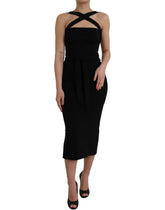 Dolce & Gabbana Black Sheath Halter Sleeveless Midi Dress - IT44 | L - Dresses