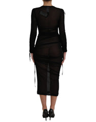 Dolce & Gabbana Black Sheer Bodycon Sheath Midi Dress - Dresses