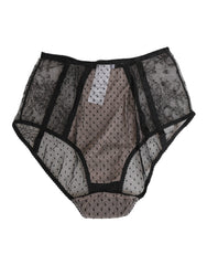 Dolce & Gabbana Black Sheer Polka Dot Lace High Waist Underwear - IT2 | S - Briefs
