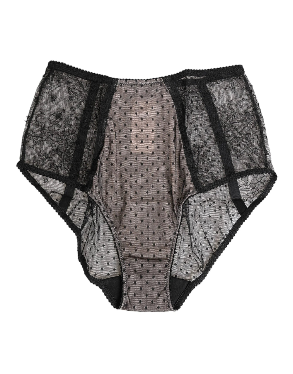Dolce & Gabbana Black Sheer Polka Dot Lace High Waist Underwear - IT2 | S - Briefs