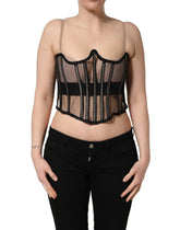 Dolce & Gabbana Black Sheer Tulle Bodysuit Cropped Corset Top - IT40|S