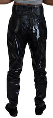 Dolce & Gabbana Black Shining Nylon Skinny Men Pants - IT48 | M - Trousers