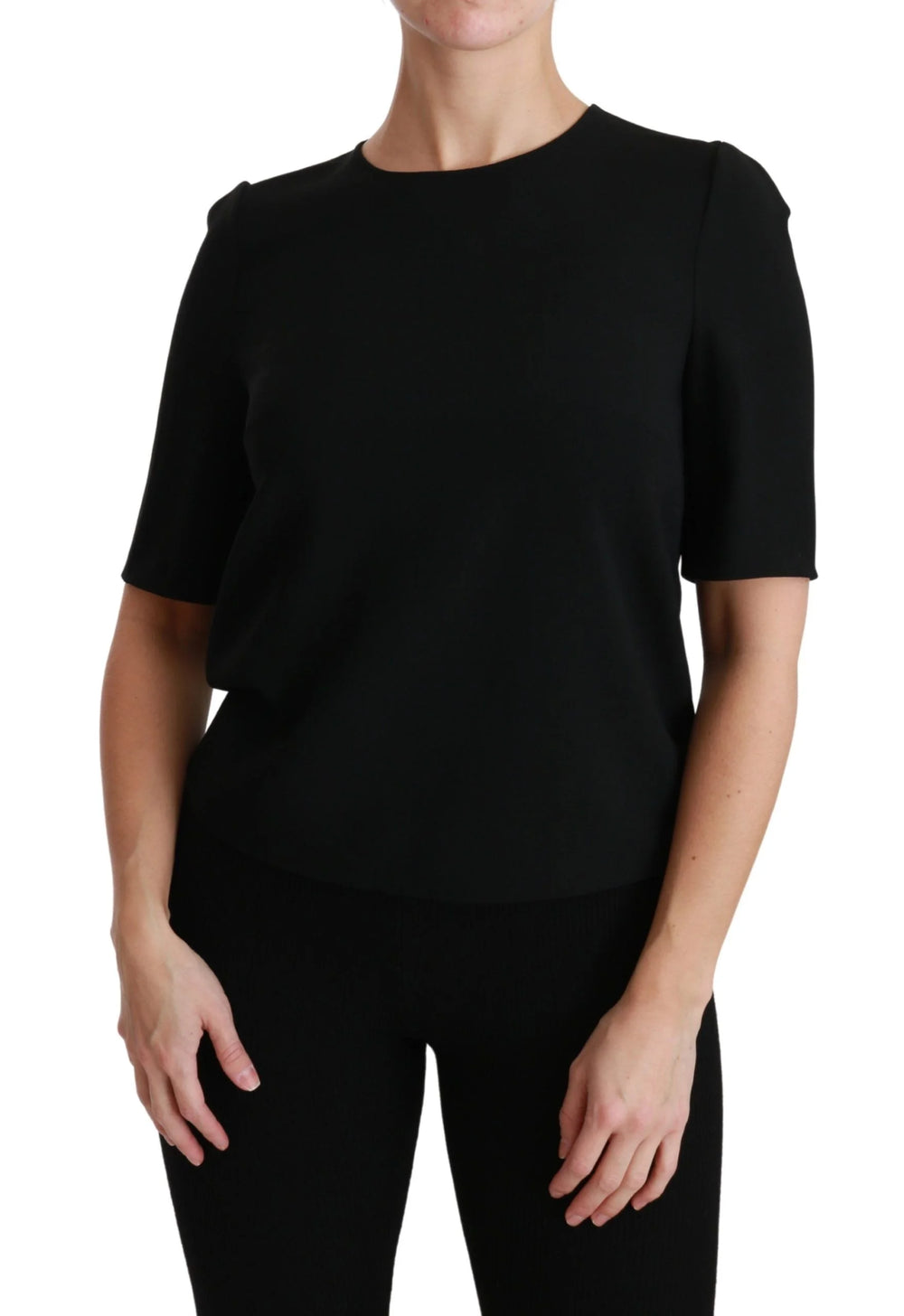 Dolce & Gabbana Black Short Sleeve Casual Top Stretch Blouse - IT40|S - Blouses