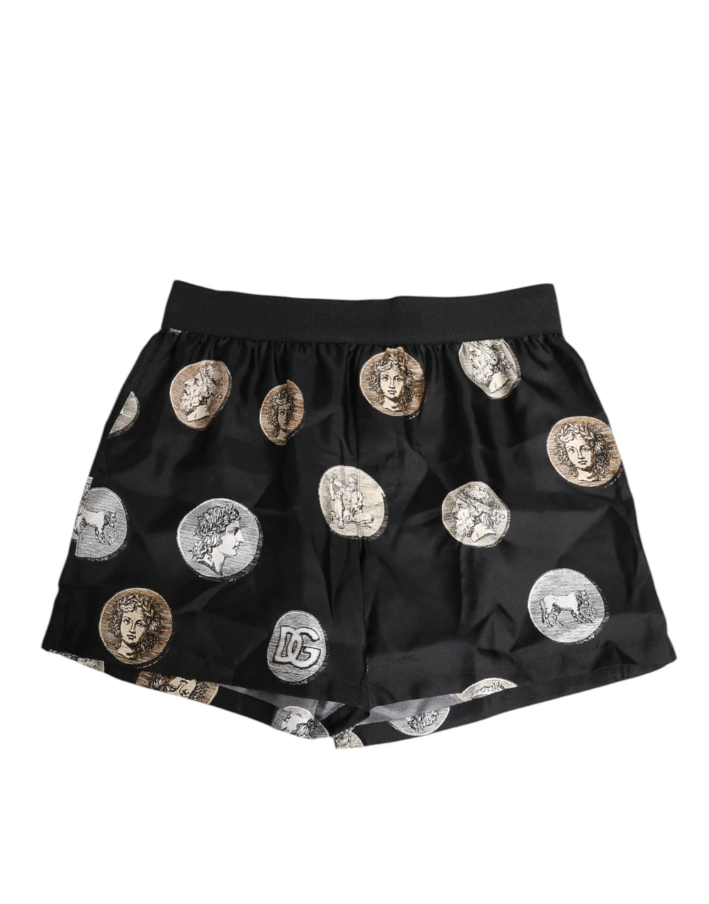 Dolce & Gabbana Black Silk Ancient Coin Print Boxer Short Swimwear - IT4 | S - Swim Boxers