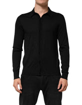 Dolce & Gabbana Black Silk Button Up Lightweight Sweater - IT48 | M - Sweaters