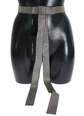 Dolce & Gabbana Black Silk Clear Crystal Bow Waist Belt - S
