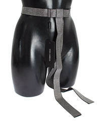 Dolce & Gabbana Black Silk Clear Crystal Bow Waist Belt - S - Belts