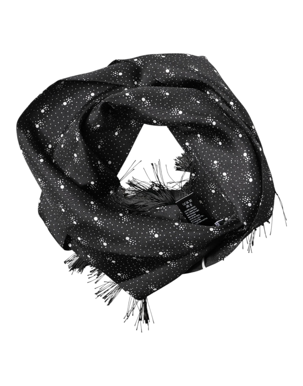 Dolce & Gabbana Black Silk Dotted Men Neck Wrap Shawl Scarf