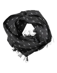 Dolce & Gabbana Black Silk Dotted Men Neck Wrap Shawl Scarf