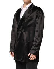Dolce & Gabbana Black Silk Double Breasted 2 Button Blazer - IT50 | L
