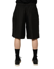 Dolce & Gabbana Black Silk Drawstring Men Bermuda Shorts - IT52 | XL