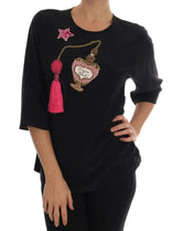 Dolce & Gabbana Black Silk Fairy Tale Top Crystal Blouse - Blouses