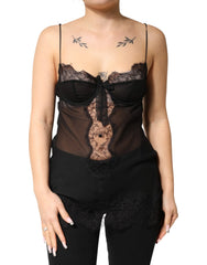Dolce & Gabbana Black Silk Floral Lace Chemise Lingerie Top - IT2 | S