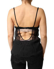 Dolce & Gabbana Black Silk Floral Lace Chemise Lingerie Top - IT2 | S