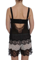 Dolce & Gabbana Black Silk Floral Lace Lingerie Top - IT2 | S - Women’s Underwear Slips