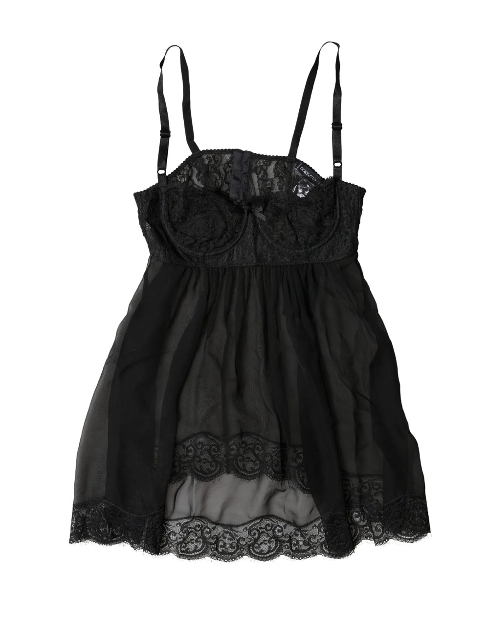 Dolce & Gabbana Black Silk Floral Lace Lingerie Top Underwear - IT2 | S
