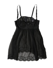 Dolce & Gabbana Black Silk Floral Lace Lingerie Top Underwear - IT2 | S