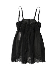 Dolce & Gabbana Black Silk Floral Lace Lingerie Top Underwear - IT2 | S