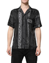 Dolce & Gabbana Black Silk Floral Print Short Sleeves Shirt - Shirts