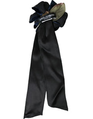 Dolce & Gabbana Black Silk Gold Brass Floral Hair Pin Brooch - Brooches & Lapel Pins