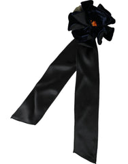 Dolce & Gabbana Black Silk Gold Brass Floral Hair Pin Brooch - Brooches & Lapel Pins