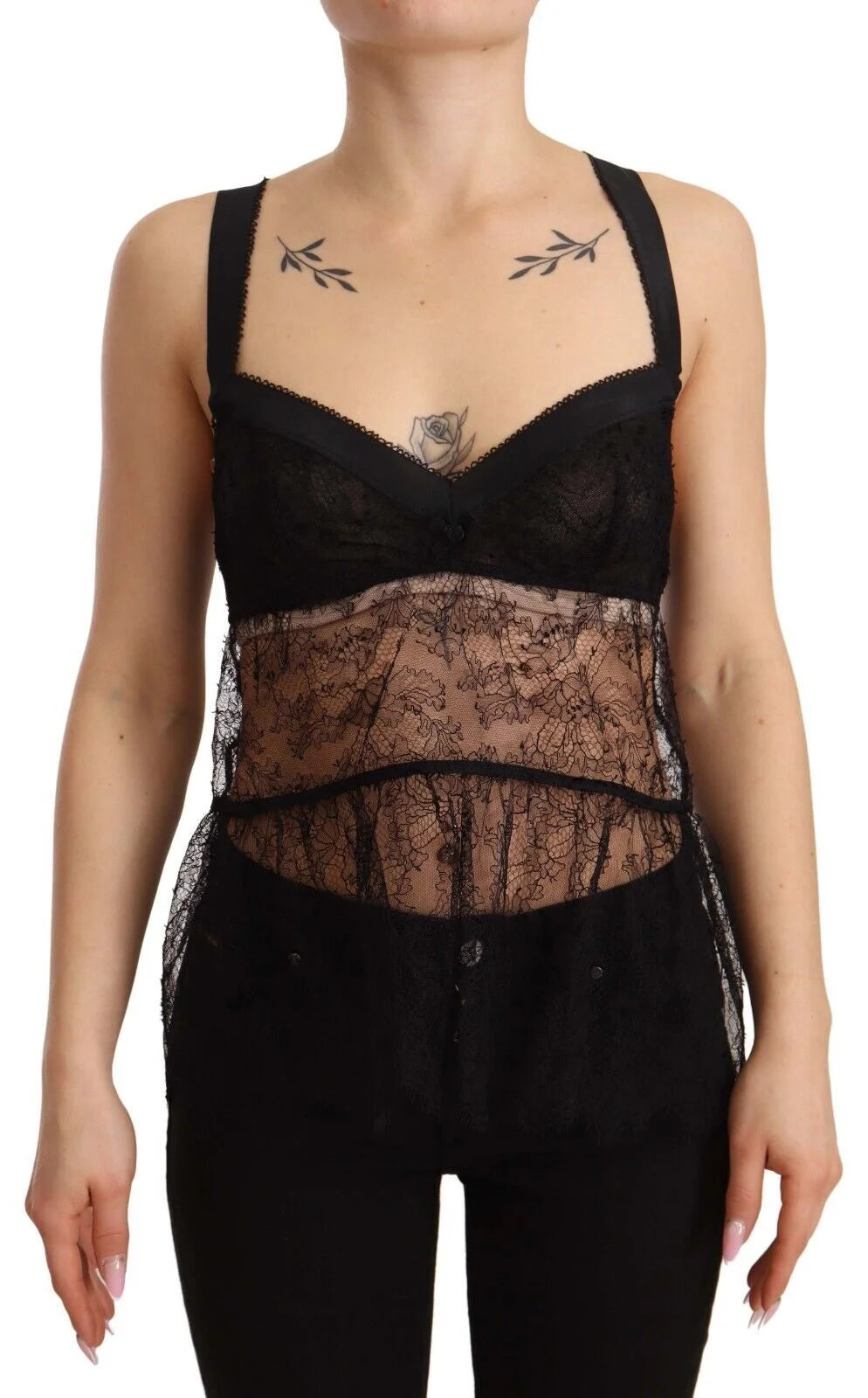Dolce & Gabbana Black Silk Lace Babydoll Nylon Lingerie Top - IT2 | S - Women’s Underwear Slips