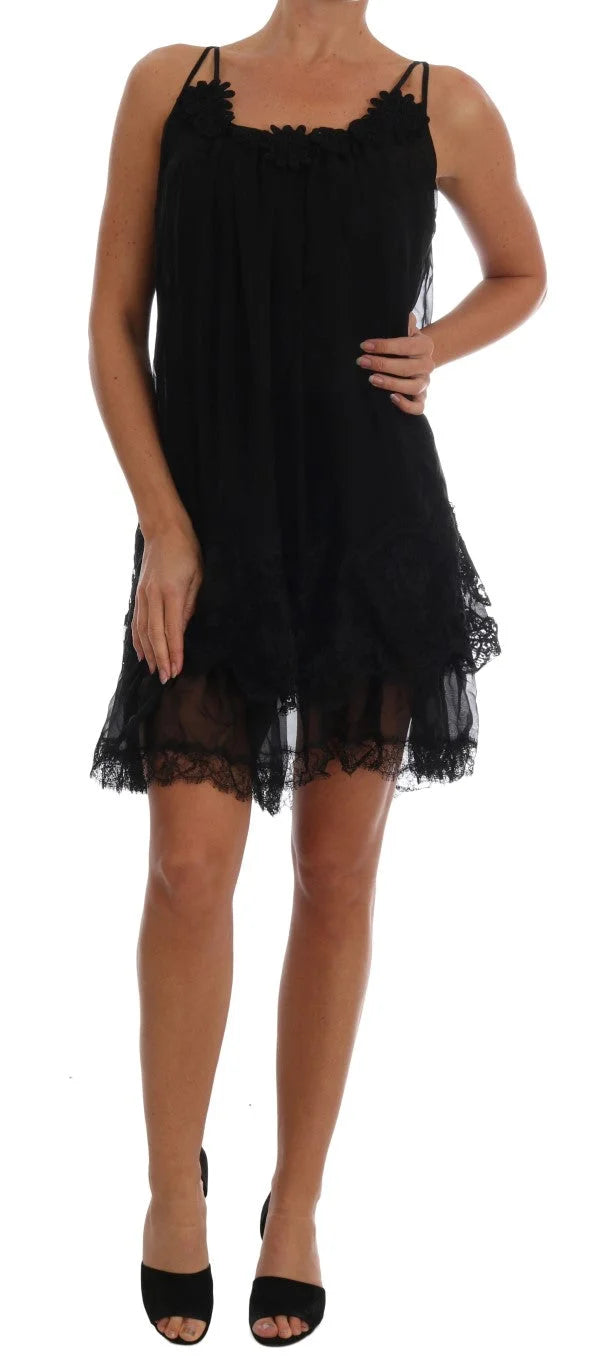 Dolce & Gabbana Black Silk Lace Chemise Dress - IT1 | XS - Women’s Underwear Slips