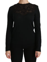 Dolce & Gabbana Black Silk Lace Crew Neck Long Sleeve Blouse - IT40|S - Blouses