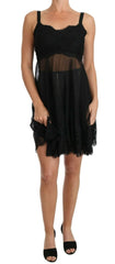 Dolce & Gabbana Black Silk Lace Dress Chemise Lingerie - IT1 | XS - Nightgowns