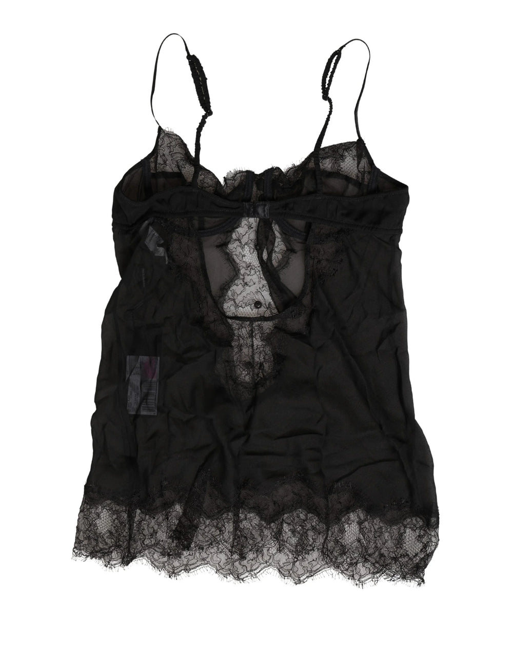 Dolce & Gabbana Black Silk Lace Lingerie Chemise Top Underwear