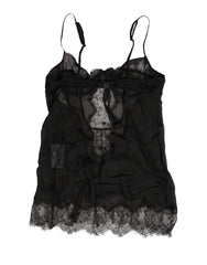 Dolce & Gabbana Black Silk Lace Lingerie Chemise Top Underwear