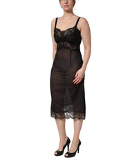 Dolce & Gabbana Black Silk Lace Slip Lingerie Chemise Sleepwear - IT3 | M
