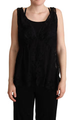 Dolce & Gabbana Black Silk Lace Trim Camisole Tank Top - IT46|XL - Tank Tops