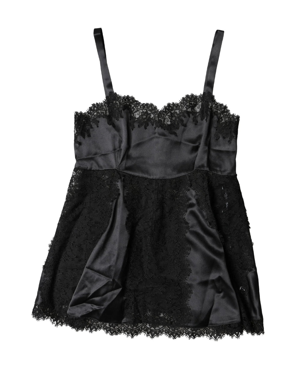 Dolce & Gabbana Black Silk Lace Trim Lingerie Top Underwear - IT2 | S