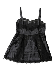 Dolce & Gabbana Black Silk Lace Trim Lingerie Top Underwear - IT2 | S