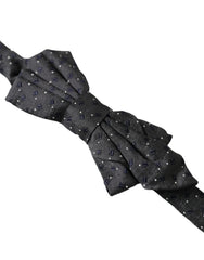Dolce & Gabbana Black Silk Patterned Adjustable Neck Men Papillon Bow Tie - Neckties