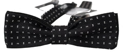 Dolce & Gabbana Black Silk Patterned Neck Papillon Accessory Bow Tie - Neckties