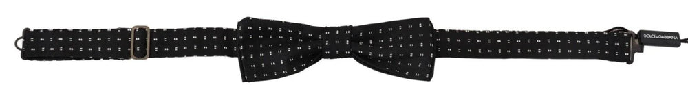 Dolce & Gabbana Black Silk Patterned Neck Papillon Accessory Bow Tie - Neckties