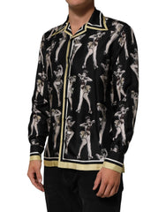 Dolce & Gabbana Black Silk Pin Up Printed Button Down Shirt - IT38 | XS
